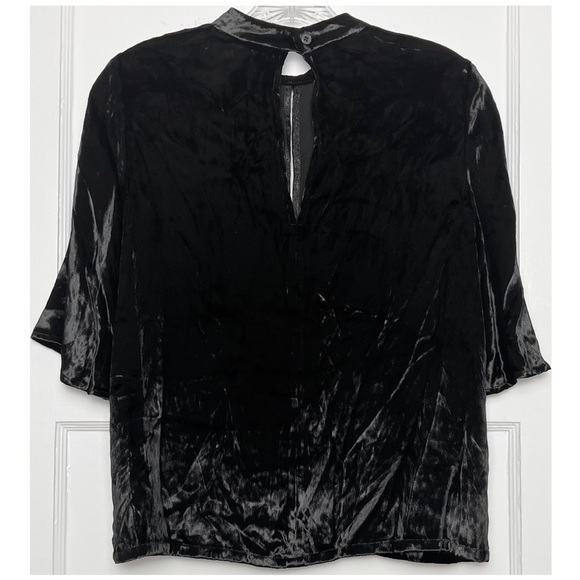 NWT J BRAND Plush Velvet Mockneck Keyhole Cutout Relaxed Fit Short Sleeve Top XS - Picture 5 of 7